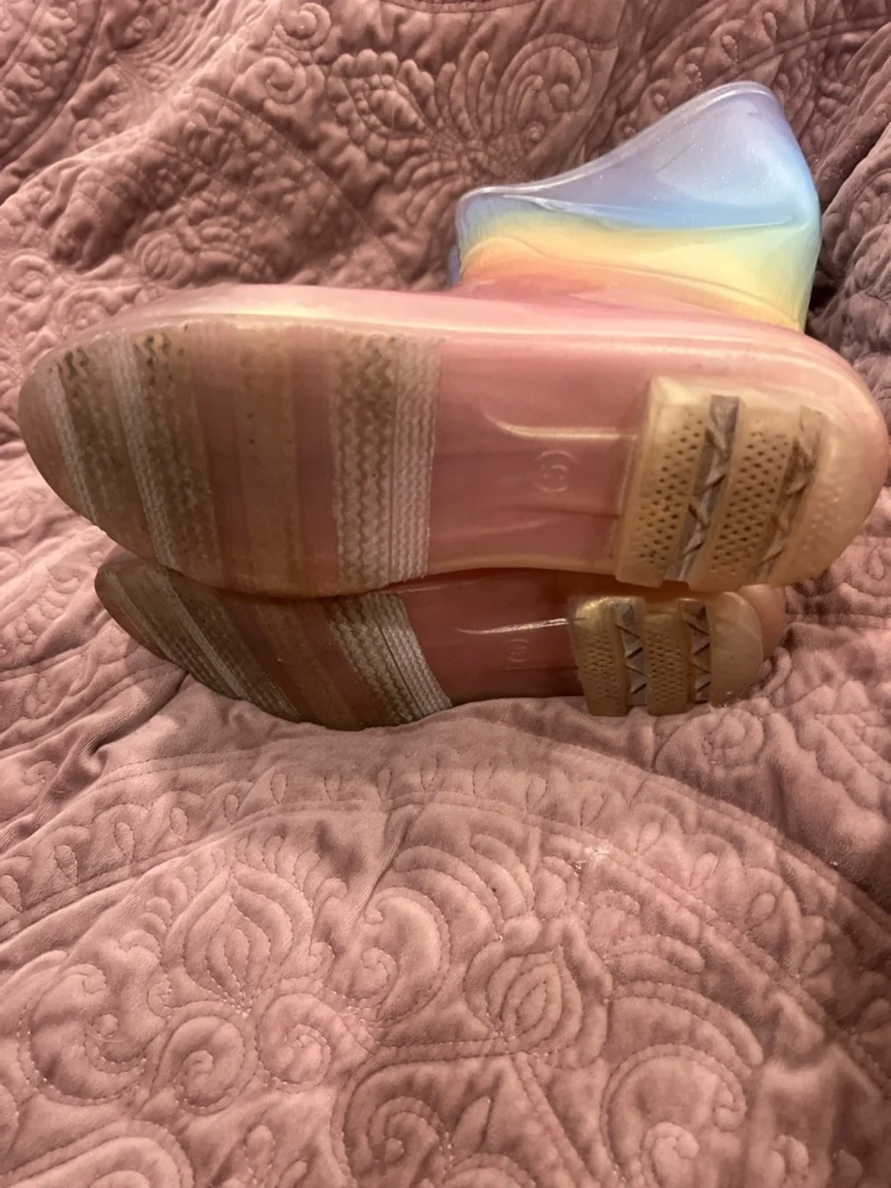 Kids Rainbow Ombre Glitter Rain Boots - Pink Blue Yellow